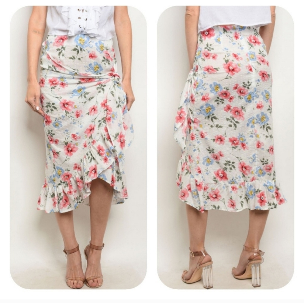 White floral skirt